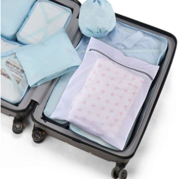 5-pack tvättpåsar, mesh påsar med premium dragkedja, reseförvaringsväska, tvättpåsar för kläder (2 stora+2 medelstora+1 små)