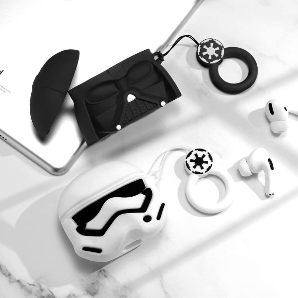 För Star Airpods Case 2 Wars Pack, Stötsäkert Fodral med Nyckelring, Kompatibel med Apple Airpod Pro