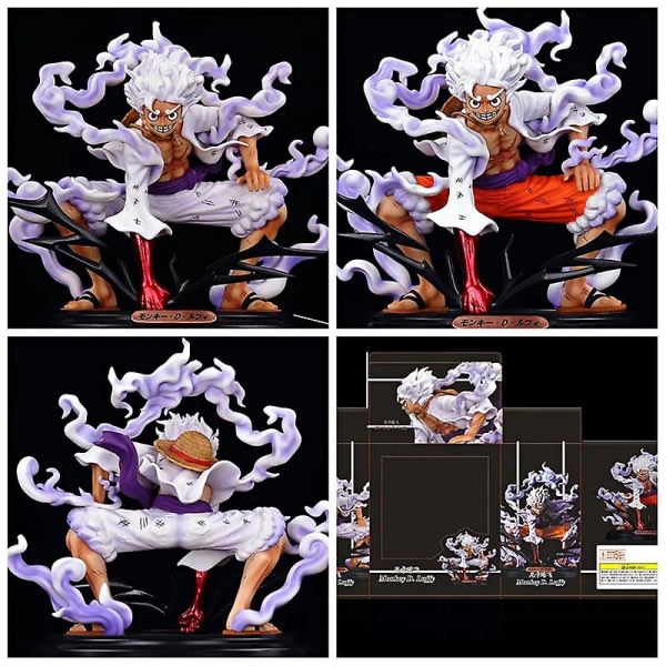 One Piece Luffy Gear 5 Anime Figurer Nika Sun God Pvc Action Figur Model Dukke Hvid 1 stk.