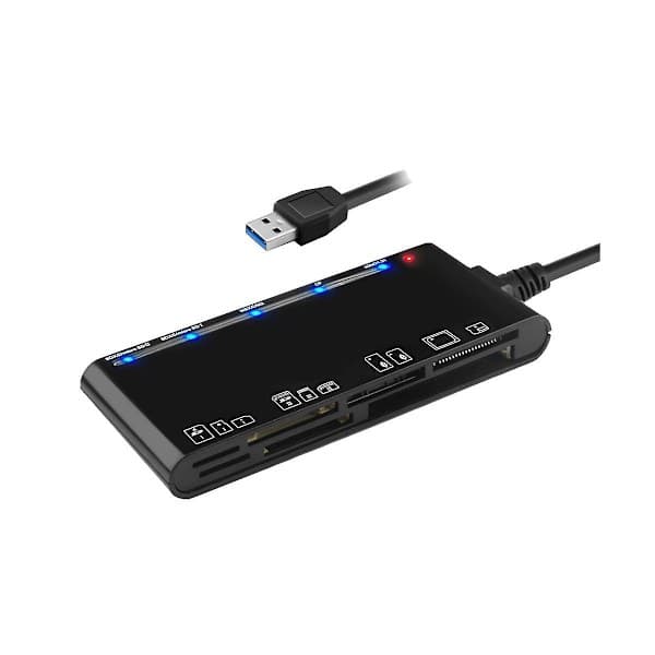 7-i-1 USB 3.0 Multifunksjonskortleser /xd//sd/tf-kortleser for Windows Vista/xp/7/8/10/, Linux Svart