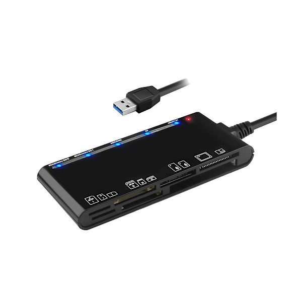 7 i 1 USB 3.0 Multifunktionskortlæser /xd//sd/tf Kortlæser til Windows Vista/xp/7/8/10/, Linux Sort