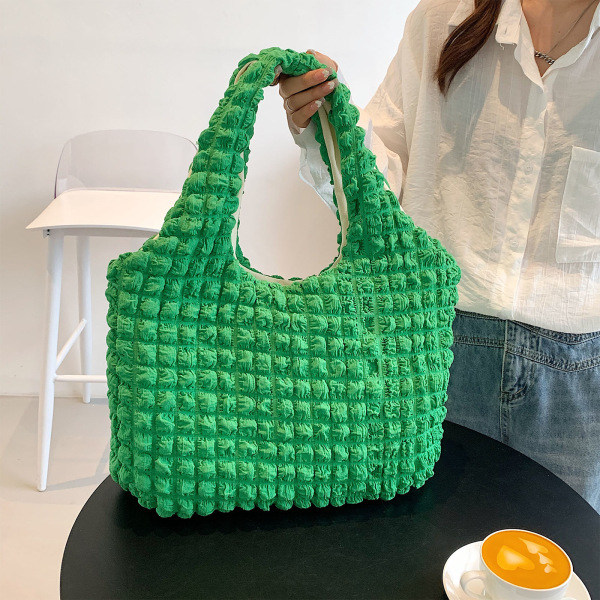 Plisseret Cloud Taske Tote Bag Indkøbstaske Skuldertaske Pung til Fødselsdag Green