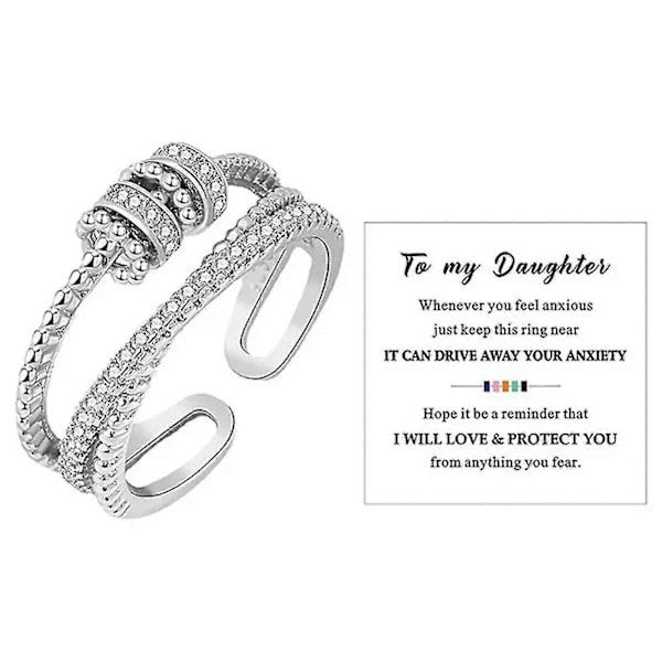 Fidget-ring för kvinnor och tonåringar - Justerbar spinnerpärla för stressreducering Silver