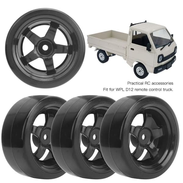 4st 63mm Halkfria RC-däck i gummi Driftdäck för WPL D12 1/10 RC-bil