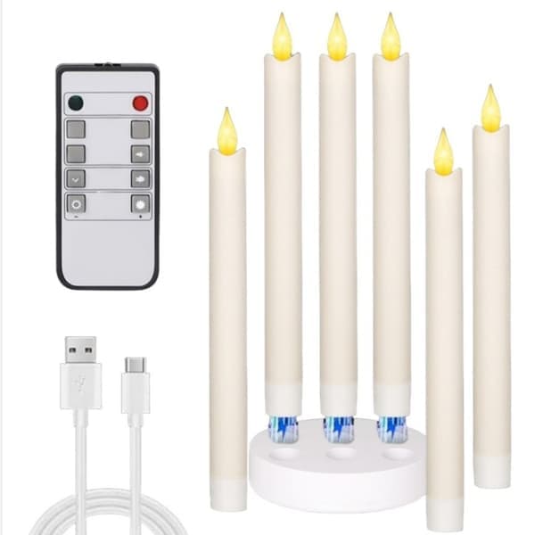 Uppladdningsbara LED-lampor HC-022S med fjärrkontroll, 6-pack, Varmvit