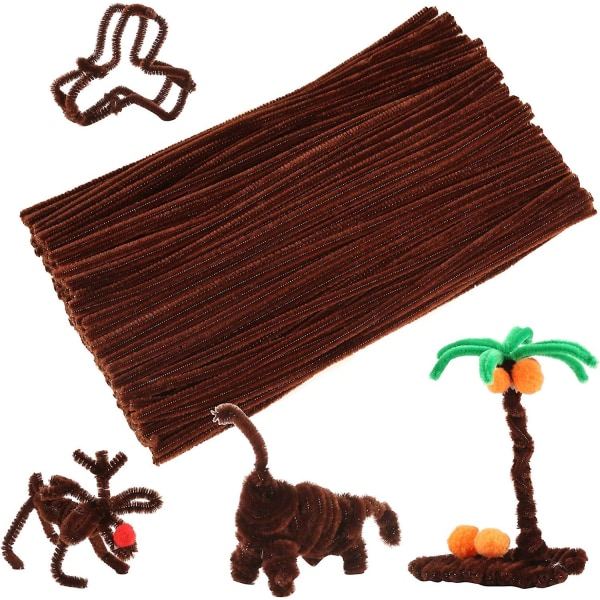 200 stycken bruna piprensare Craft Chenille stjälkar för barn Gör-det-självkonst Kreativt hantverk (12 tum X 6 Mm)
