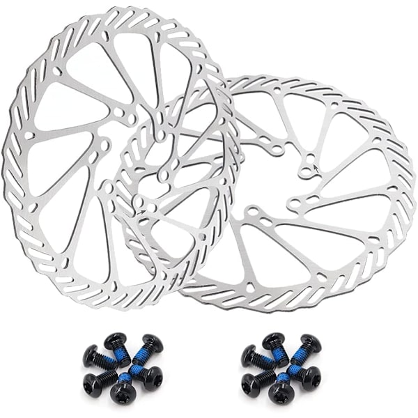 Bike Disc Bremse Rotor 2 Pakker Rustfrit Stål Cykel Rotorer med 12 stk Skruer til de fleste Cykler Landevejscykel Mountainbike BMX MTB (180mm)