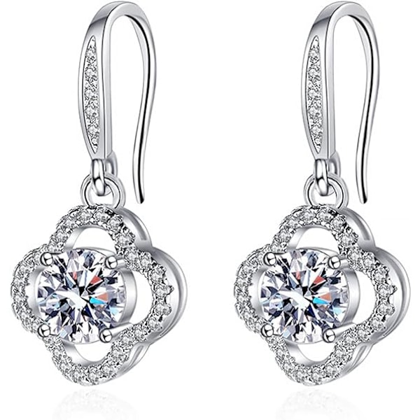 Øredobber i sterlingsølv for kvinner og jenter, dinglende øredobber med cubic zirconia, allergivennlige