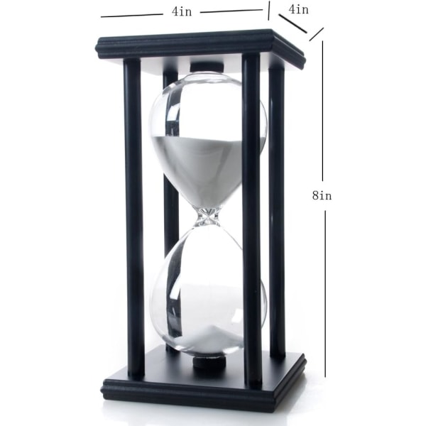 60 minutters timeglas, træ sandstimer, velegnet til studie, spisning, kontor, stue White,black