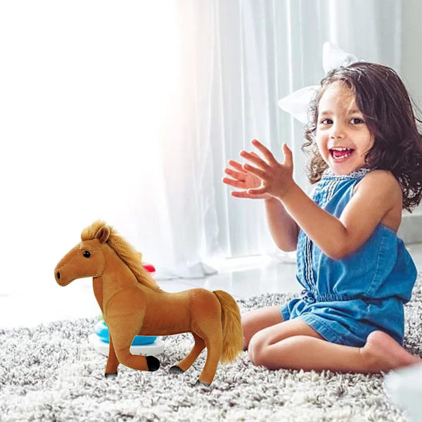 Simuleret Hest Dukke Plyslegetøj Hvid Hest Brun Hest Julegave Sofa Møbel Dekoration Brown