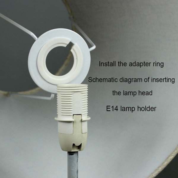 Reduseringsringer for lampeskjerm, adapter for lampeskjermring, lampeskjermholder