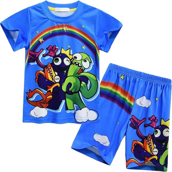 Pojamspyjamas set Regnbågar Vänner Barn Kortärmad Tvådelad Pyjamas Storlek 6-7 år Sovkläder För Pojkar