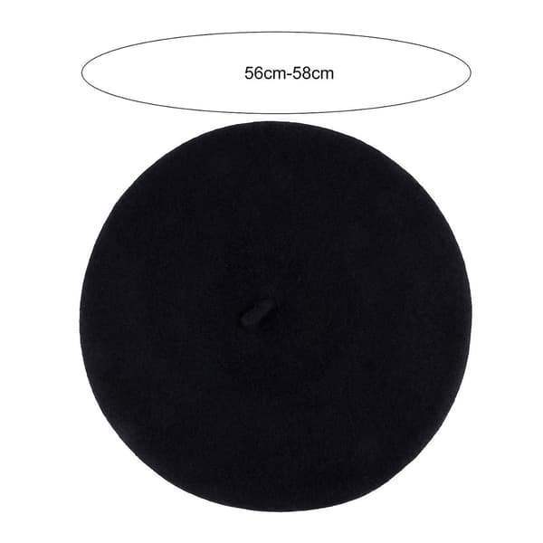 Ull Baskerhatt Fransk Stil Enfärgad Höst Vinter Varm Retro Konstnärsmössa Kostym Black