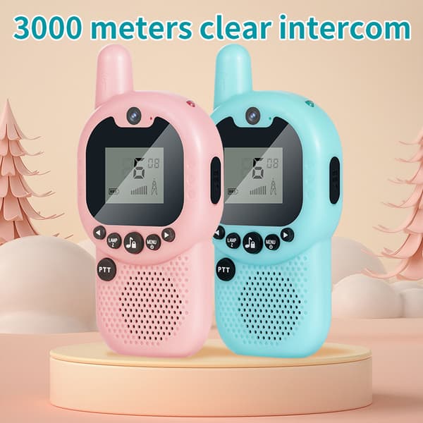Oppladbare Walkie Talkies for Barn, 2 Pakning, Beste Gave til 3-12 Åringer (Grønn + Rosa)