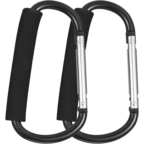 2-pakke Buggy Clips Vogn Kroker Barnevogn Karabinkrok, 6,3\" Svart Barnevogn Krok Klips, Universal Stor Baby Vogn Krok Buggy Krok Barnevogn