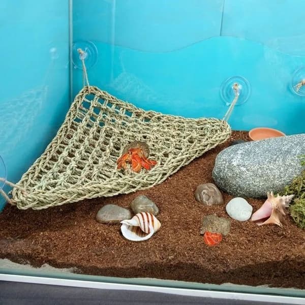 Trekantet hængekøje til krybdyr 32x32x42 cm, hængeplatform med sugekopper, terrariumtilbehør grå