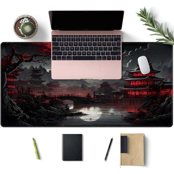 Stor XXL Gaming Musematte - 900 x 400 mm - Gamer Musematte med sydde kanter - Skrivebordsmatte