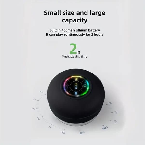 Kannettava langaton kaiutin imukupilla, mini Bluetooth vedenpitävä kaiutin RGB LED valolla, valkoinen