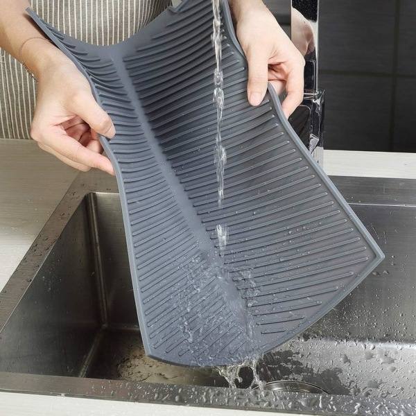 Foldbar afløbsmåtte, 43x33CM silikone afløbsmåtte opvaskemåtte afløbsbræt køkkenafløbsmåtte universel afløbsmåtte