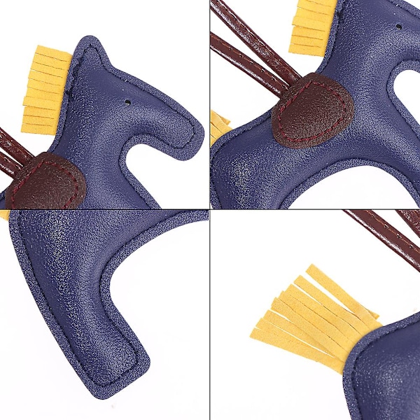 Käsintehty PU-nahkainen hevosen avaimenperä eläimen avaimenperä naisille laukku avaimenperä riipus Blue