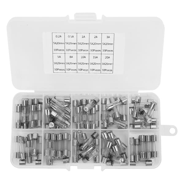 Lasisulakevalikoima 100 kpl 5 x 20 mm 0,2 - 20 A teollisuustarvikkeet