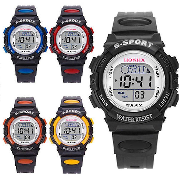 Mænds Studenter Mode Digital Multifunktionel Alarm Sports Armbåndsur Orange