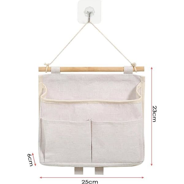 Beige vikbara hängande förvaringsväskor - Väggorganisatör med ficka och krokar - Sovrum/Badrum/Kontor/Kök