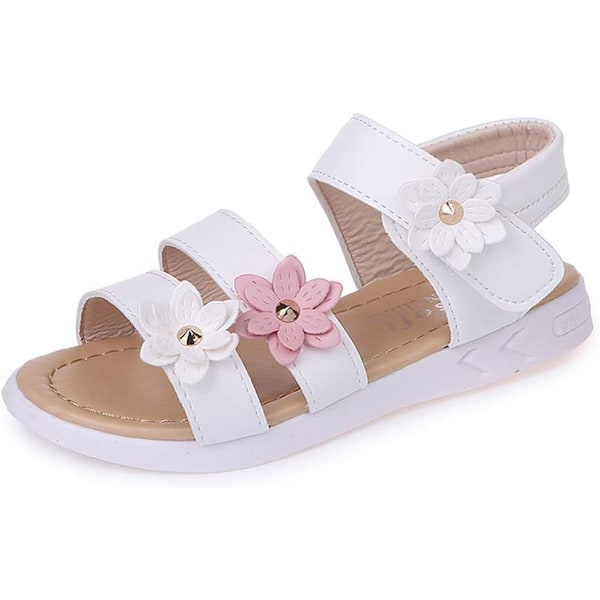 Flicksandaler med pärlor och blommor i läder för små flickor 40-41