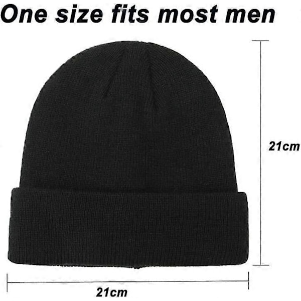 Vinter Beanie Hat til Mænd, Termisk Strikket Hat, Uldhat, Varmt og Åndbart, Sort