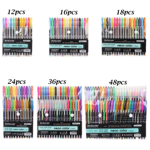 12/16/18/24/36/48 gelpennor set markerpenna 16pcs
