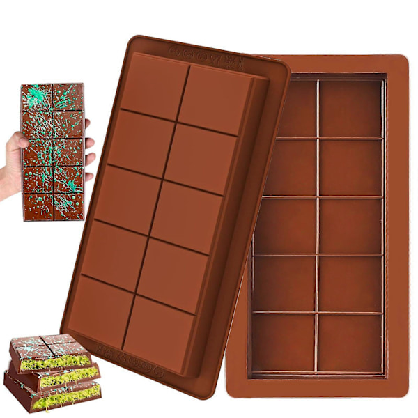 Chokoladeforme Silikon Dyb, 25 x 13,5 cm Chokoladebar, Dyb Chokoladeform, til Fremstilling af Chokoladebarer, Praliner 3 PCS