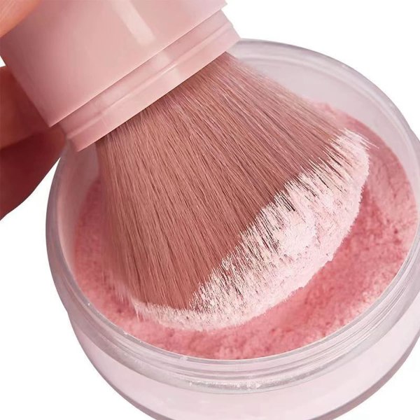 Infällbar sminkborste – Multitask sminkborste för puder, rouge, mineralsmink, case för foundationborste (rosa)