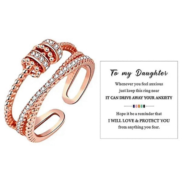 Fidget-rengas naisille ja teineille - säädettävä pyörivä helmirengas stressin lievittämiseen Rose Gold