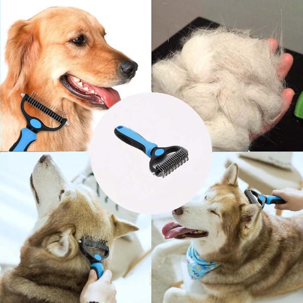 Kæledyrsplejeværktøj - 2-sidet bundhårrive til hunde og katte, bruges til at fjerne måtter og filtre - har ikke længere ubehagelige hårtab eller flyvende hår