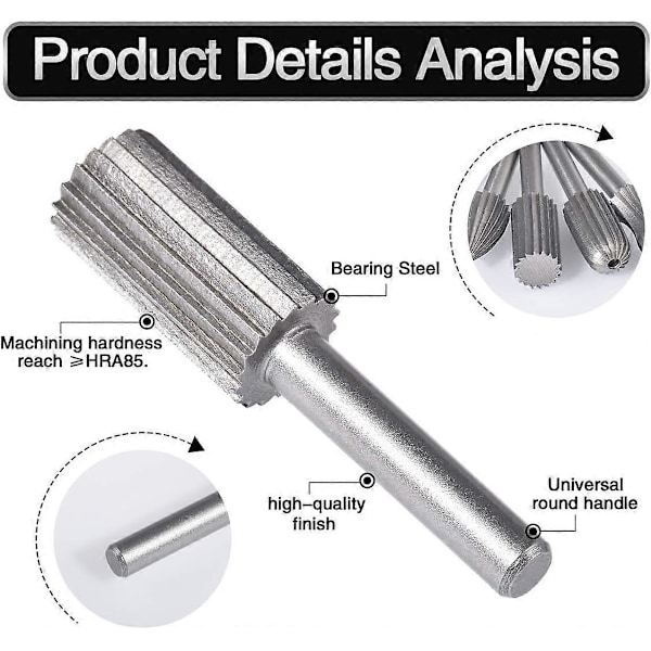 6 st Dubbelskurna Tungsten Rotationsfräsar 6mm Tungsten Skaft Filning/Gravering/Slipning Bits för Rotationsverktyg