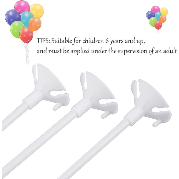 100 stk. Hvide ballonpindeholder med krusdekor, opgraderet, genanvendelig, holdbar plast