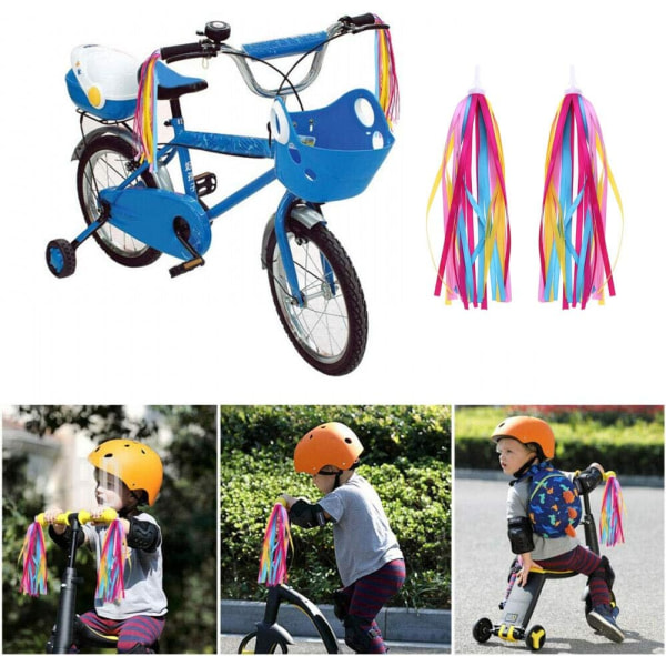 Kid's Rainbow Bike Streamers For Jenter Gutter, 2 STK Barnebarns Fargerike Sykkelhåndtak Duskbånd