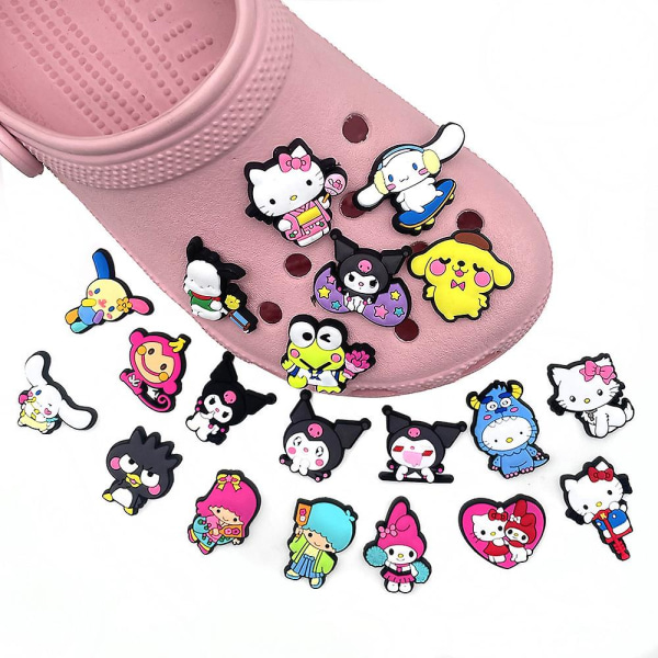 20 stk Sanrio Shoe Charms For Croc Clog Sko Dekorasjon Kvinner Barn Jenter Sandaler Tilbehør Festgaver