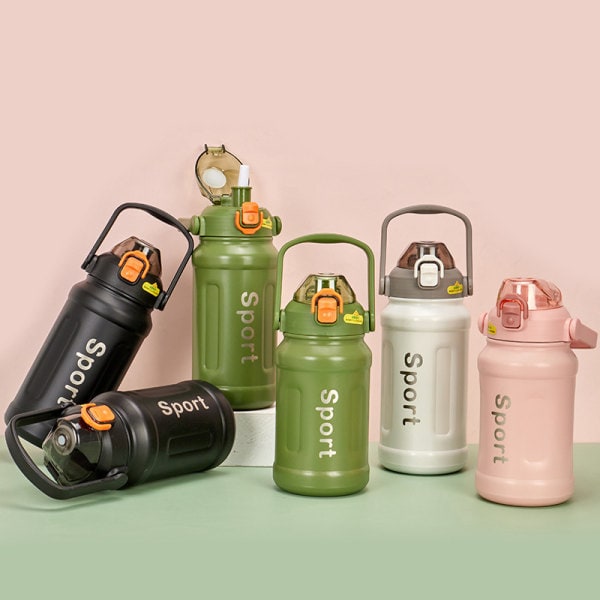 Vakuumflaske i rustfritt stål 316 Trendy bærbar stor kork Pink 800ML