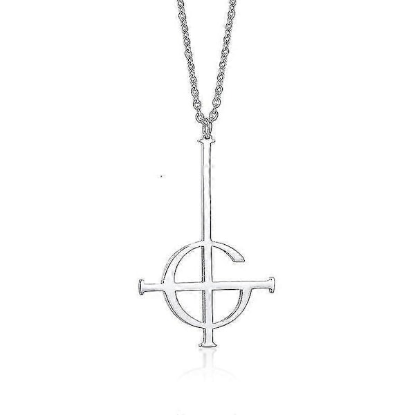Silve Cross Ghost Bc Navnløs Ghoul Halskæde Vedhæng Grucifix Papa Emeritus Patch Kvinder Mænd Rustfrit