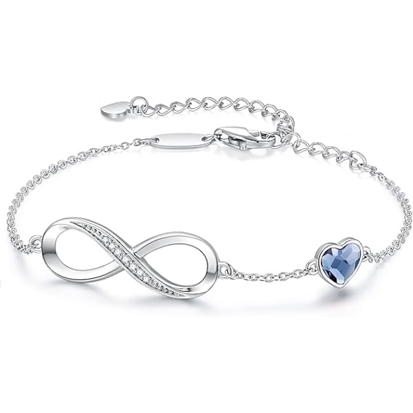 Infinity Armbånd til Kvinder Smykker 925 Sterling Sølv Armbånd Damer Kærligheds Hjerte Armbånd Gaver til Hende Kvinder Hustru Mor Blue