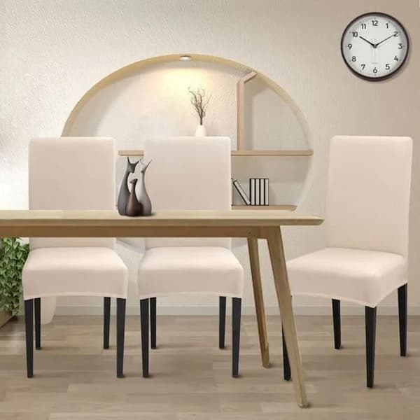 Strekkbart stoltrekk sett med 4 – Vaskbart og rynkefritt – Elastisk for perfekt passform – Beige 45x65cm