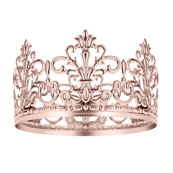 Kagepynt i realistisk metal kroneform - kongelig tema til babyshower-dekoration L Rose Gold