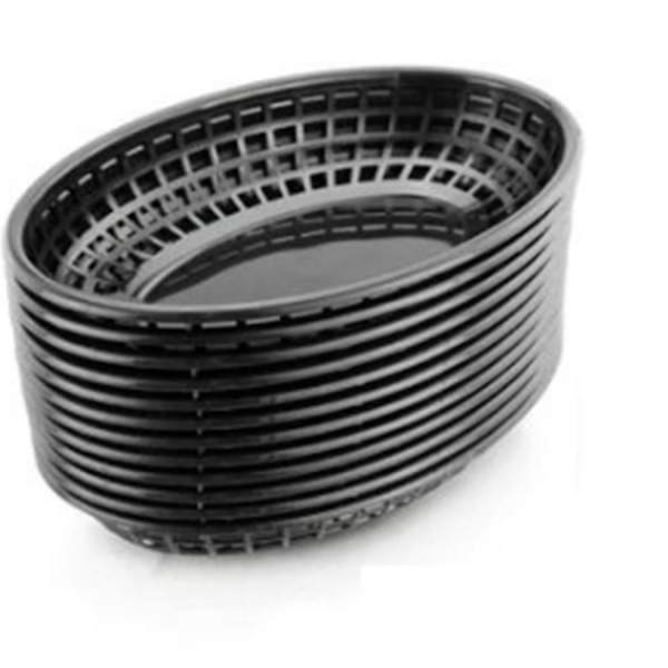 12 stk. ovale serveringsplatter af plast til fastfood, morgenmad, middagstallerkener, pommes frites, kage