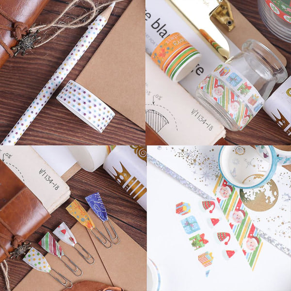 24 Rullaa Jouluaiheista Washi-Teippiä, Joulupukki ja Lumhiutale Kuviot, Aikuisten ja Lasten DIY-Taiteen ja Käsitöiden Lahjapakkaus Scrapbooking-Teippi
