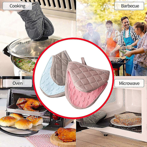 2-pack Mini Värmebeständiga Silikon Grytlappar Halkfria Ugnsvantar Med Hängögla För Mikrovågsugn Och Ugn, Grytlapp Grytlapp Matlagningsgrepp
