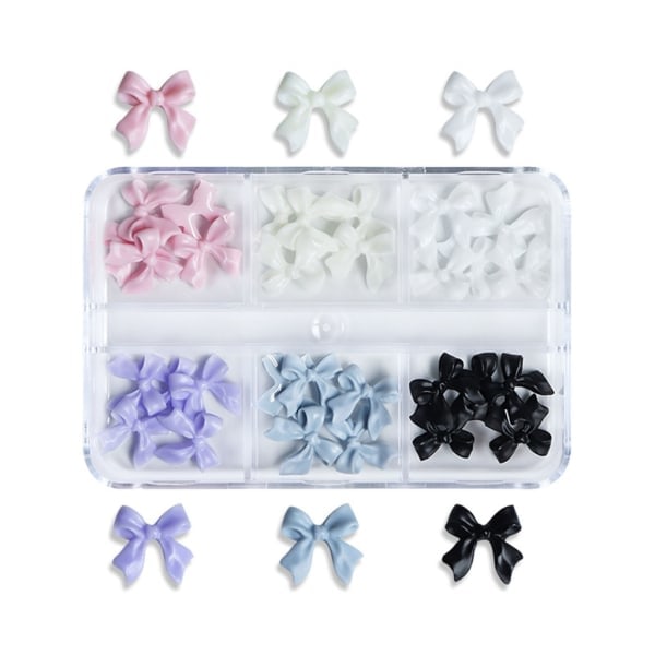 30 stk Resin Bowknots Nail Art 3D Bånd Ornamenter Charms Smykker DIY UV Gel Design Søte Manikyr Tilbehør