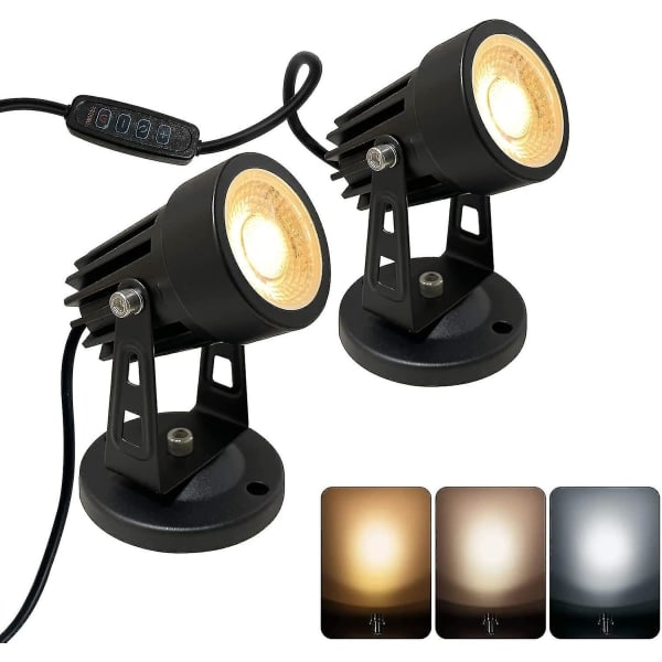 2 st LED-strålkastare inomhus kompatibla med växter, 3 färger accentbelysning dimbar uplights spotlight lampa med dimmerbrytare 2 st