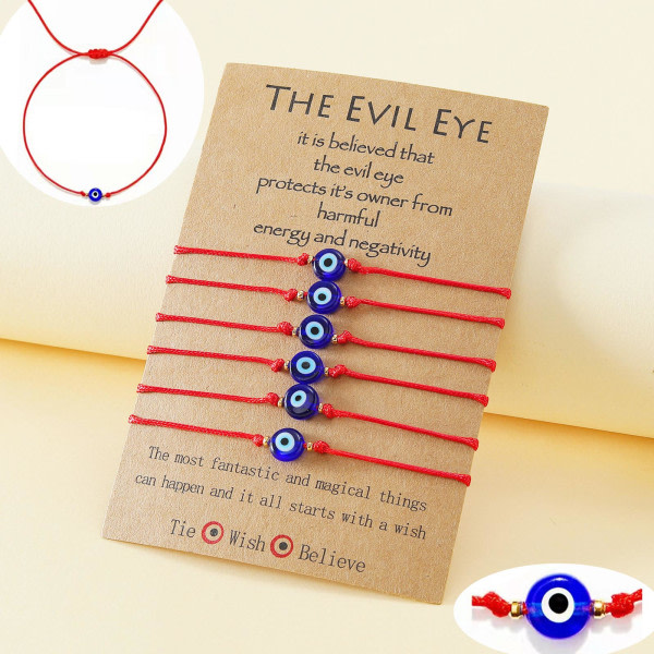 Evil Eye Charm punottu punainen string rannekoru Onnea rannekoru korut Wo null - B