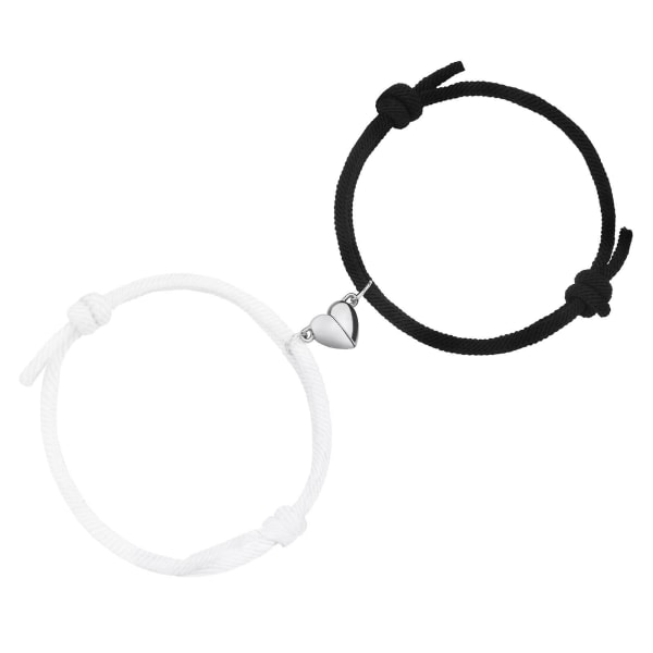 Par magnetiske armbånd, 1/2 par matchende armbånd Justerbart håndlaget ledningsarmbånd, Love Heart Bell Armbåndsgave